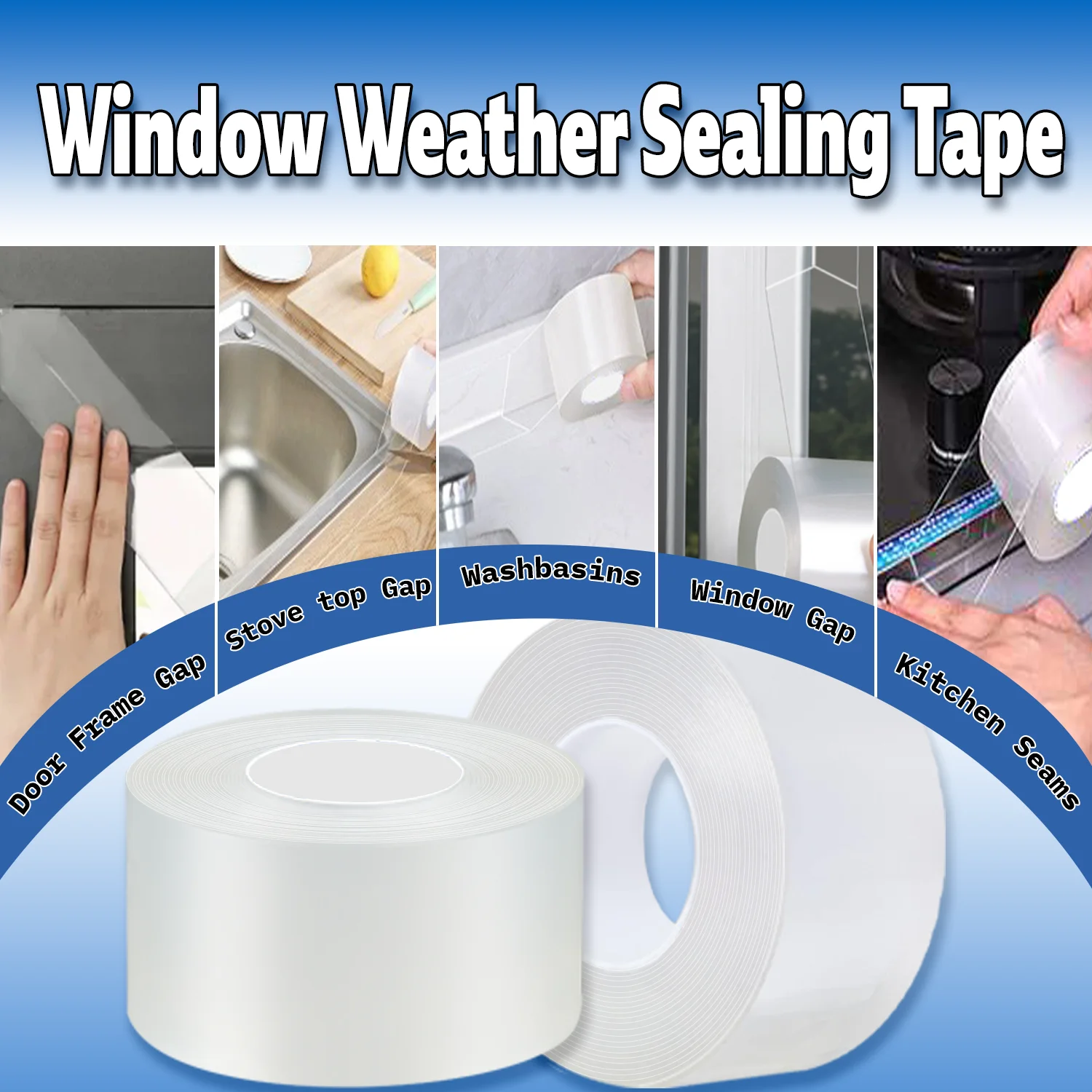 Single-Sided Nano Tape, Waterproof, Windproof and Anti-Collision Tape for Doors and Windows, Kitchen Sink Sealing Tape view 4