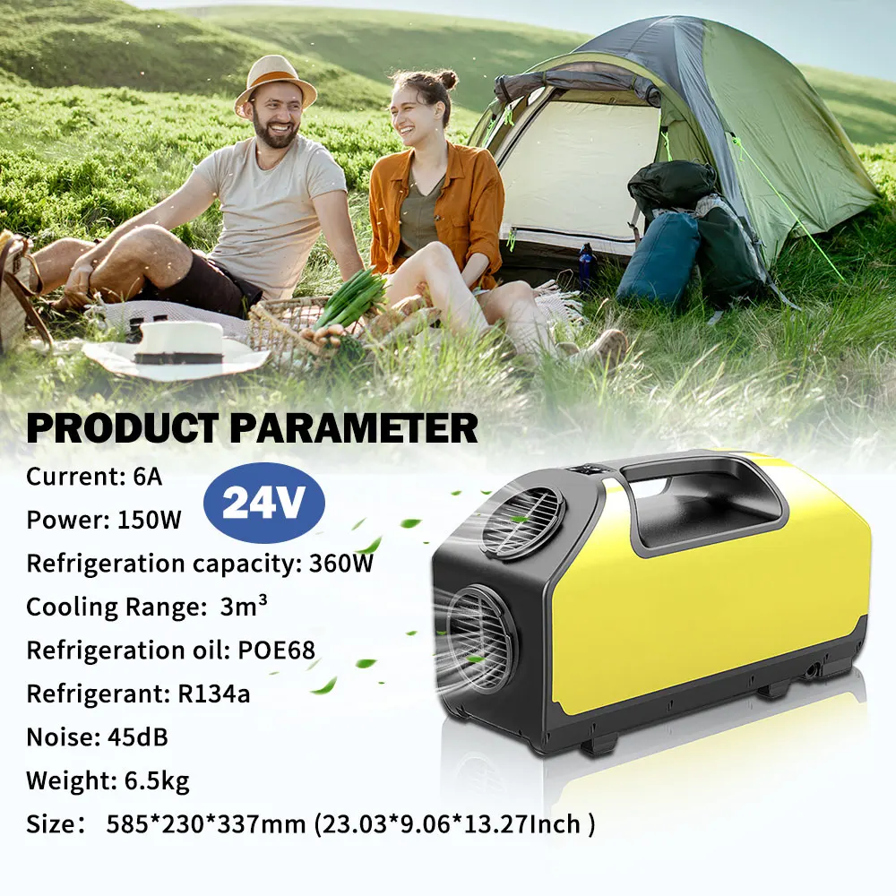 Fast Cooling AC 24V 12VPortable Tent Air Conditioner Built-in Reverse Transformer Outdoor Mini Camping For Motorhome Caravan Car