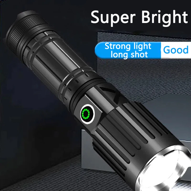 Super Powerful Flashlight LED Rechargeable Tactical Torch Strong Light Long-range Use 26650 Battery Outdoor For Fishing Camping