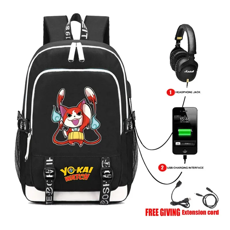 

EE01 Yokai Watch Game Рюкзак Сумка-рюкзак с USB-портом/интерфейс для наушников Студенческая книга Сумка для ноутбука Io0!