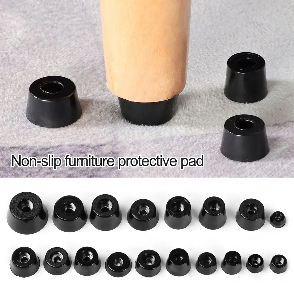 10PCS Anti Slip Furniture Legs Feet Black Speaker Cabinet Bed Table Box Conical Rubber Shock Pad Floor Protector Furniture Parts