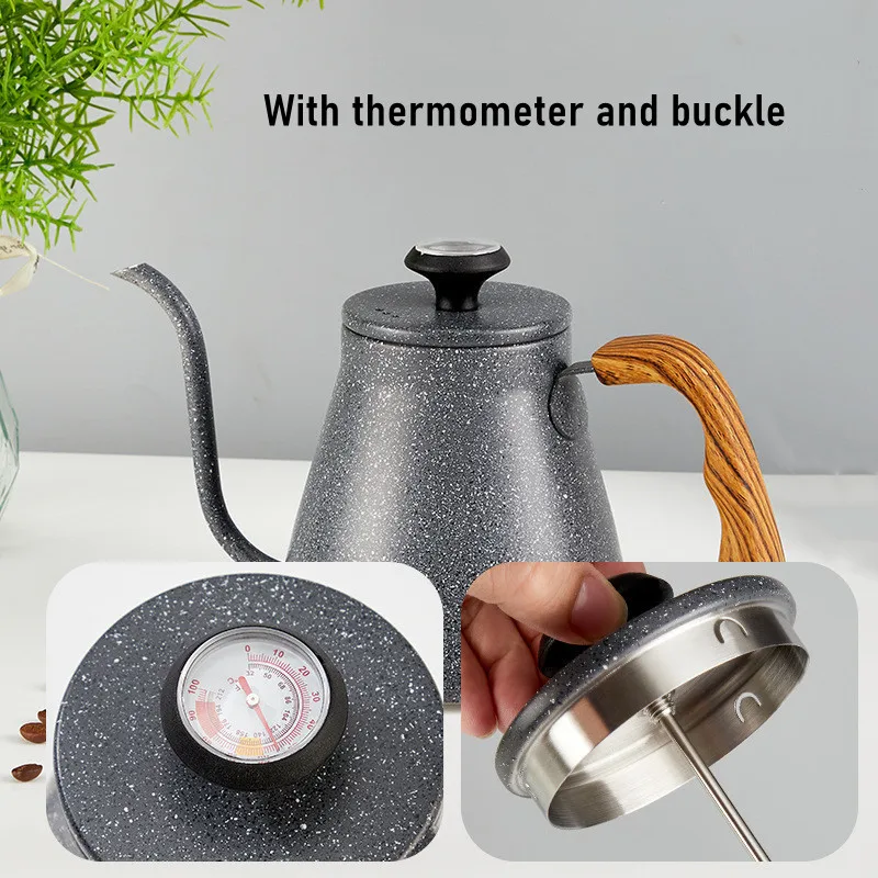 1.2L Gooseneck Kettle Coffee Pour Over Kettle with Thermometer Tea Maker Fit Gas Stove/Eleclric/Ceramic/Halagen/Induction Cooker