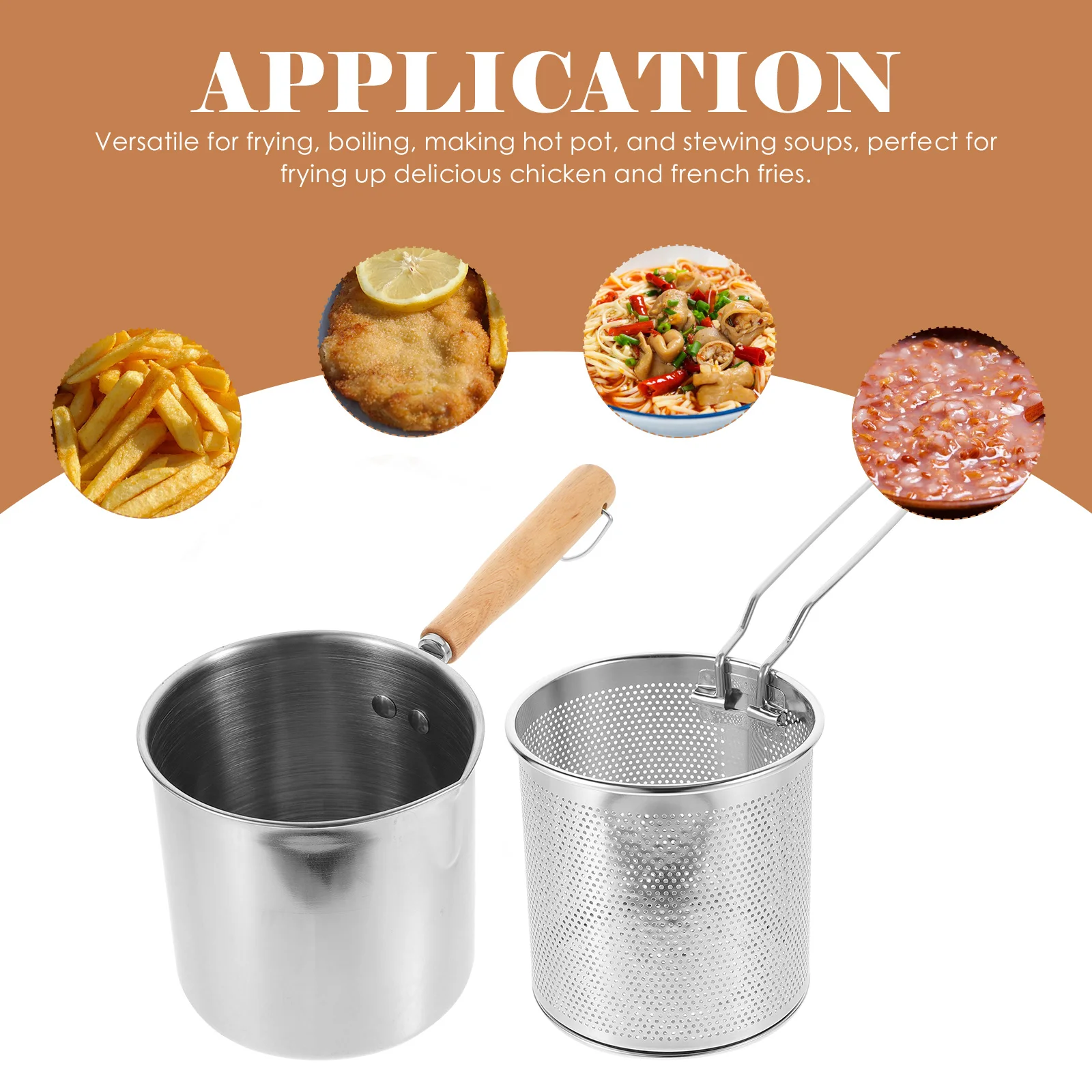 Mini Pan Deep Fryer Nonstick Metal Pot Food Fried Baskets Tempura Frying Pot Fry Basket Mini Frying Basket Deep