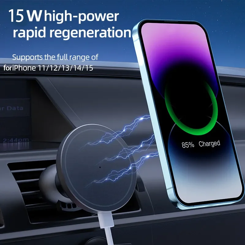 Magnetic Car Wireless Charger Stand Mobile Phone Chargers Holder for iPhone 15 14 13 12 Pro Max Mini Car Fast Charging Station