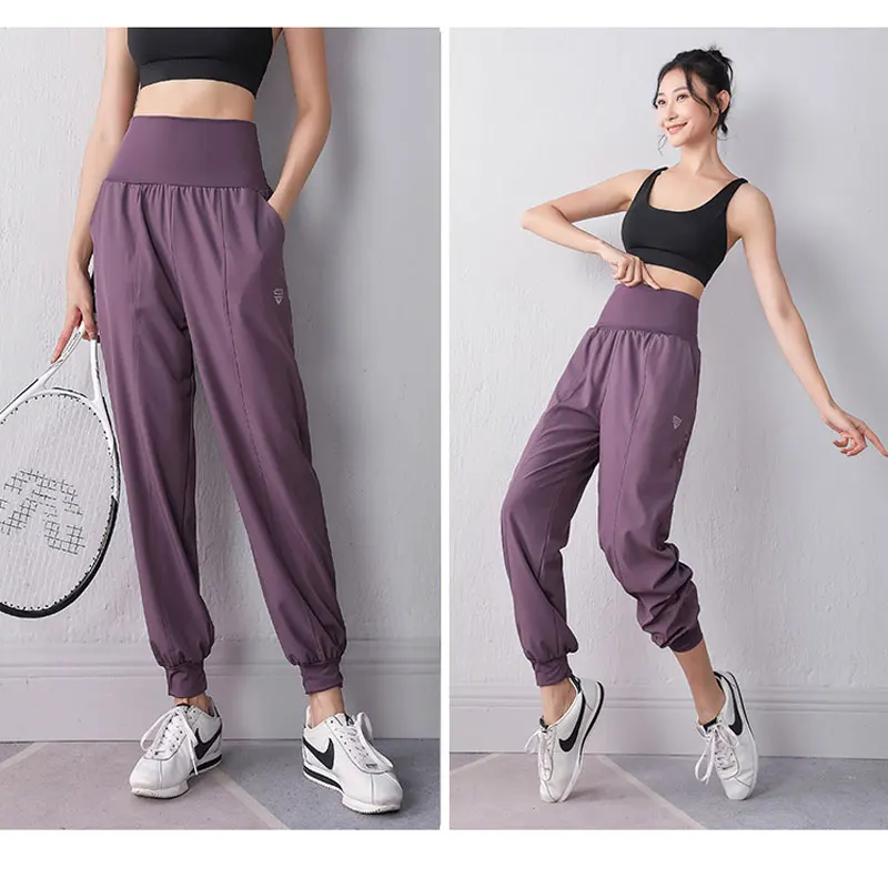 Women Running Pants High Waist Pocket Woman Sportswear Loose Gym Fitness Sweatpants Jogging Quick Dry Breathable Soft Leisure