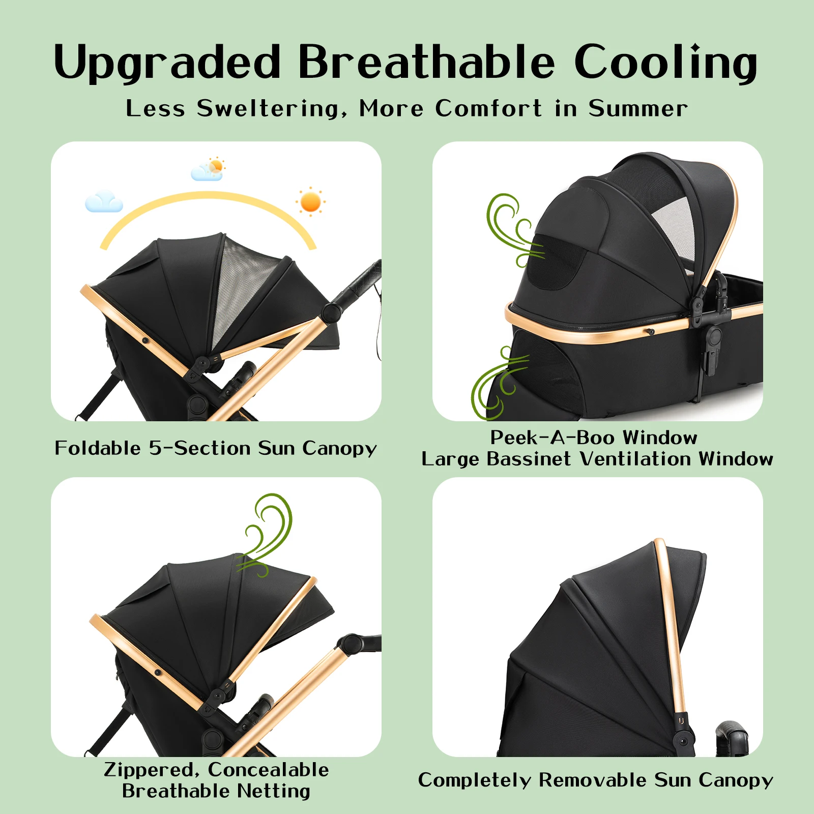 Kinderwagen, 3-in-1, einfach zusammenklappbar, multifunktionaler Kinderwagen, für Reisen, tragbarer Kinderwagen, Sicherheitssitz, EU-Standard – Detail 11