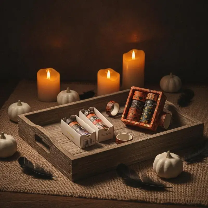 6Pcs 2M Halloween Tape Set, Ghost Pumpkin Cat  Tape, Cute Journaling Scrapbooking Decor Stationery