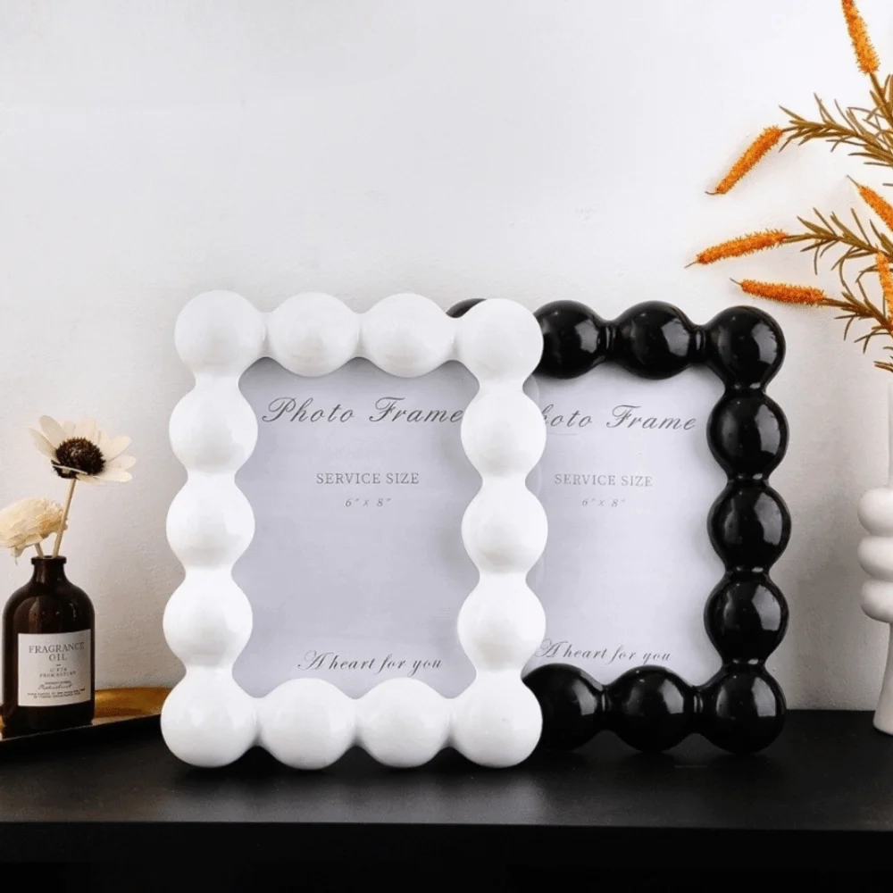 Simple 8 Inch Resin Photo Frame Exquisite Luxury Round Ball Border Frame Decorative Square Picture Frame Ornaments Office Desk