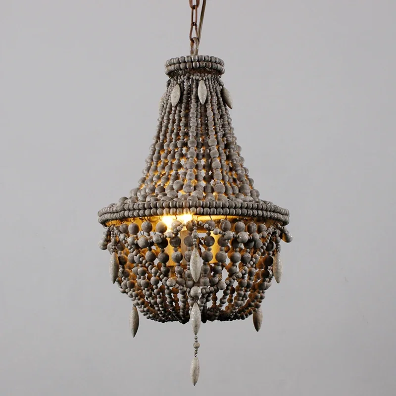 

American style Bohemian wooden bead pendant light, vintage farmhouse, living room, dining room, bedroom pendant light