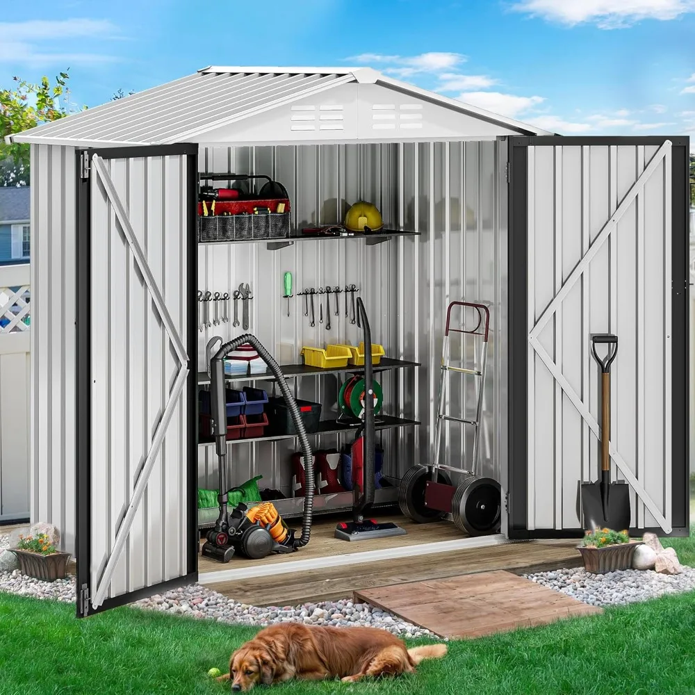 

5.6' x 3.2' Outdoor Storage Shed, Large Metal Tool Sheds, Heavy Duty Storage House with Lockable Doors & Air Vent for Backyard
