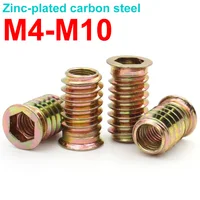 5/10/20 piezas M4 M5 M6 M8 M10 aleación de Zinc hierro dentro de rosca de acero al carbono para muebles de madera tuerca hexagonal tuercas de inserción