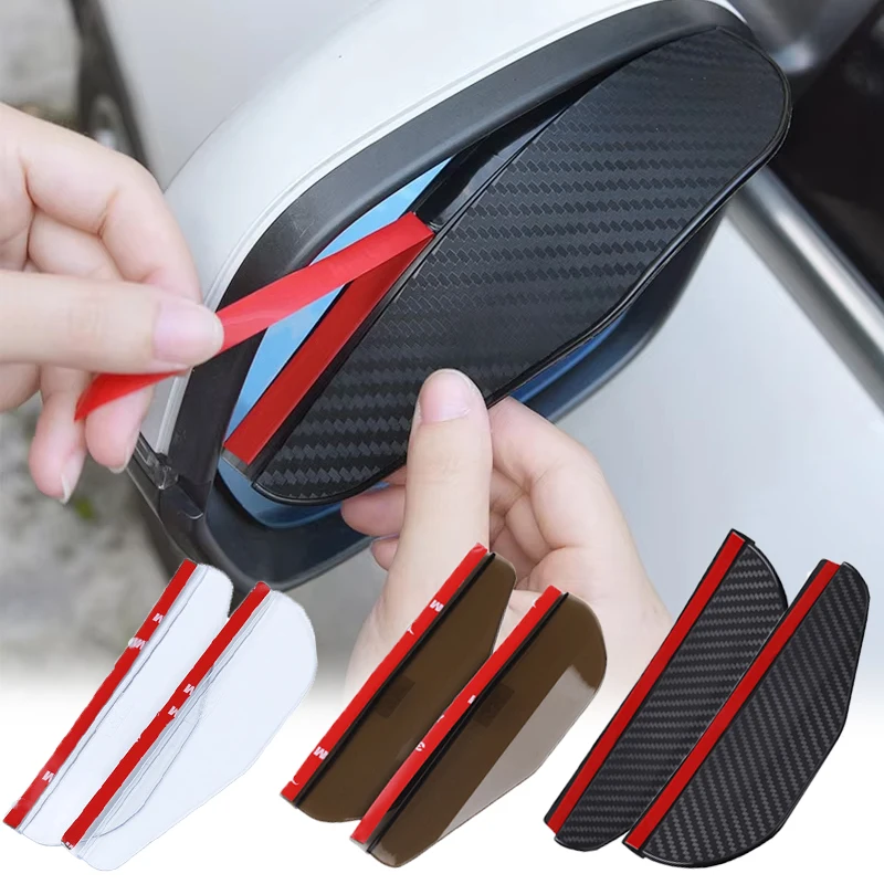 Universal Car Rearview Mirror Rain Eyebrow Rain Shield Visor Carbon Fiber Snow Guard Sun Visor Rain Cover Car Mirror Accessories