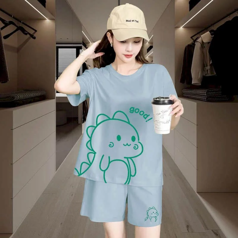 Sporty Shorts Set Loose Korean Style Casual Pants Sets Short Sleeve T-shirt 2 Piece Sets Women Outfits Summer Sportswear Suits