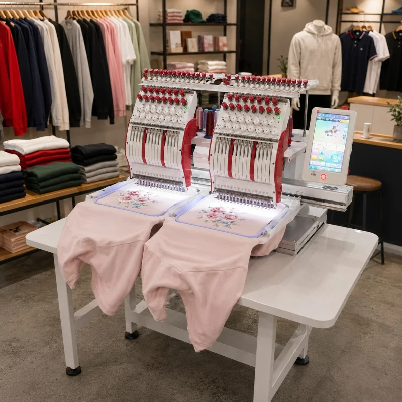 Computerized Embroidery Machine Dual Head Commercial Customized Textile Patch Logo Maker Textile Workroom Use