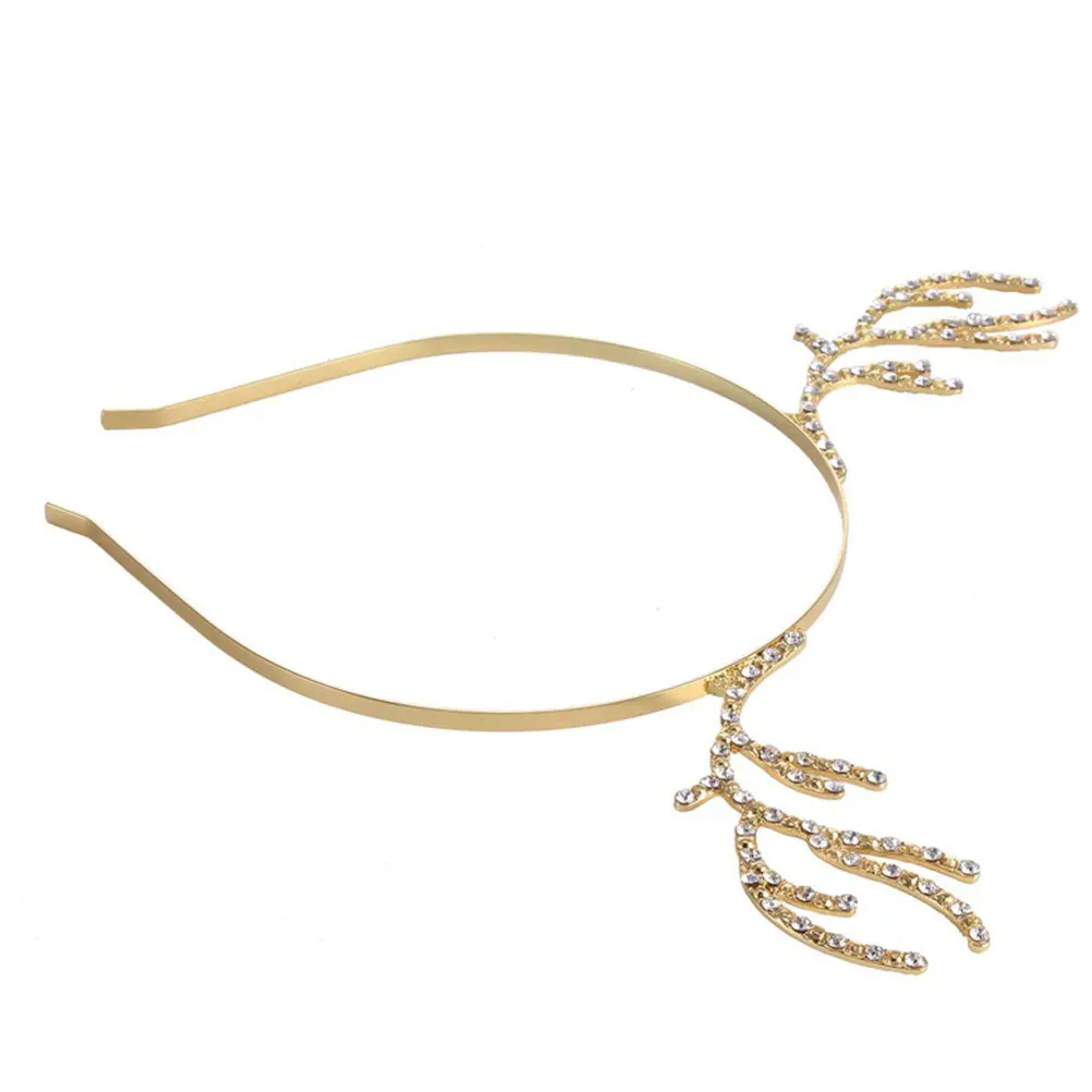 

2pcs Alloy Crystal Antler Hair Hoop Golden For Women Girls Lightweight Reindeer Headband Party Christmas Carnival Hair