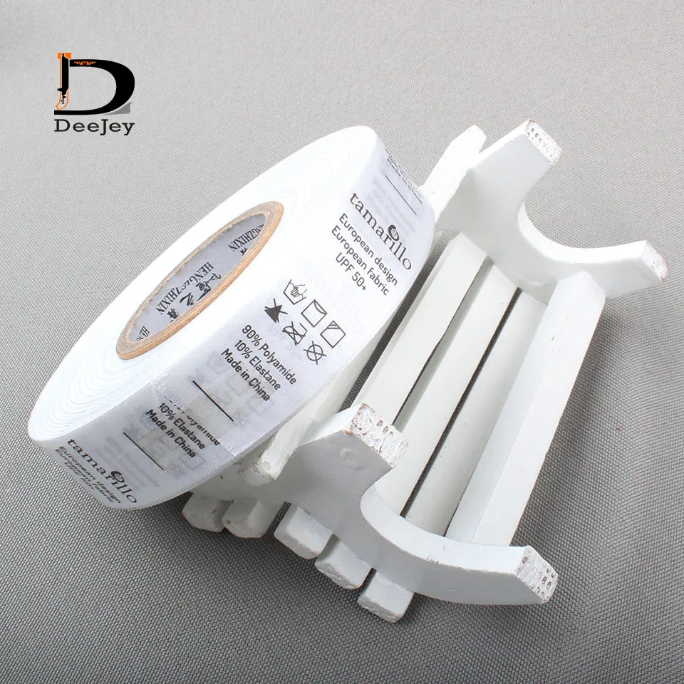 

1000 шт., рулонные индивидуальные этикетки, этикетка для ухода за одеждой, инструкция, печатная бирка из атласа или нетканого материала