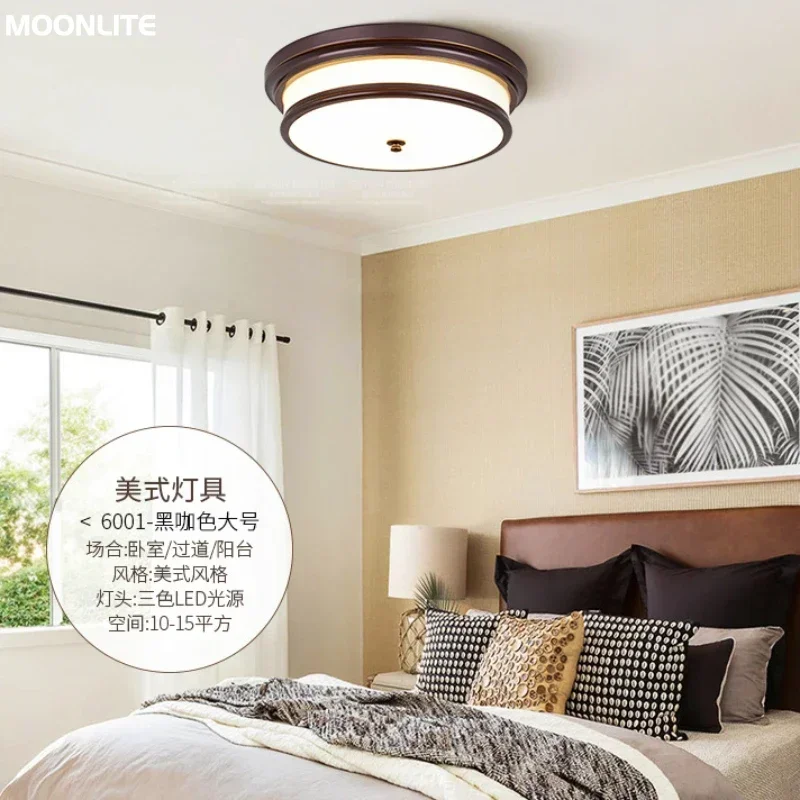 Nordic modern American wrought iron ceiling light round bedroom led ceiling light minimalist home lighting