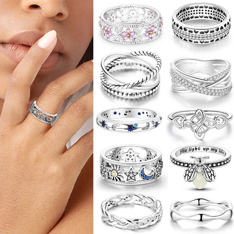 925 Sterling Silver Ring For Woman Firefly Celtic Knot Plain Color Original Finger Rings Wedding Gift Fashion Jewelry