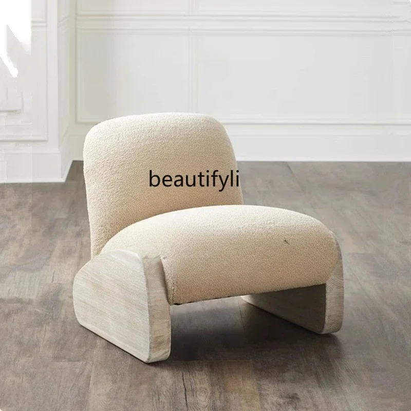 

ss25 Wabi Sandy Wind Solid Wood Sofa Chair Chinese Retro Hotel Homestay Model Room Leisure Chair, Single Chair