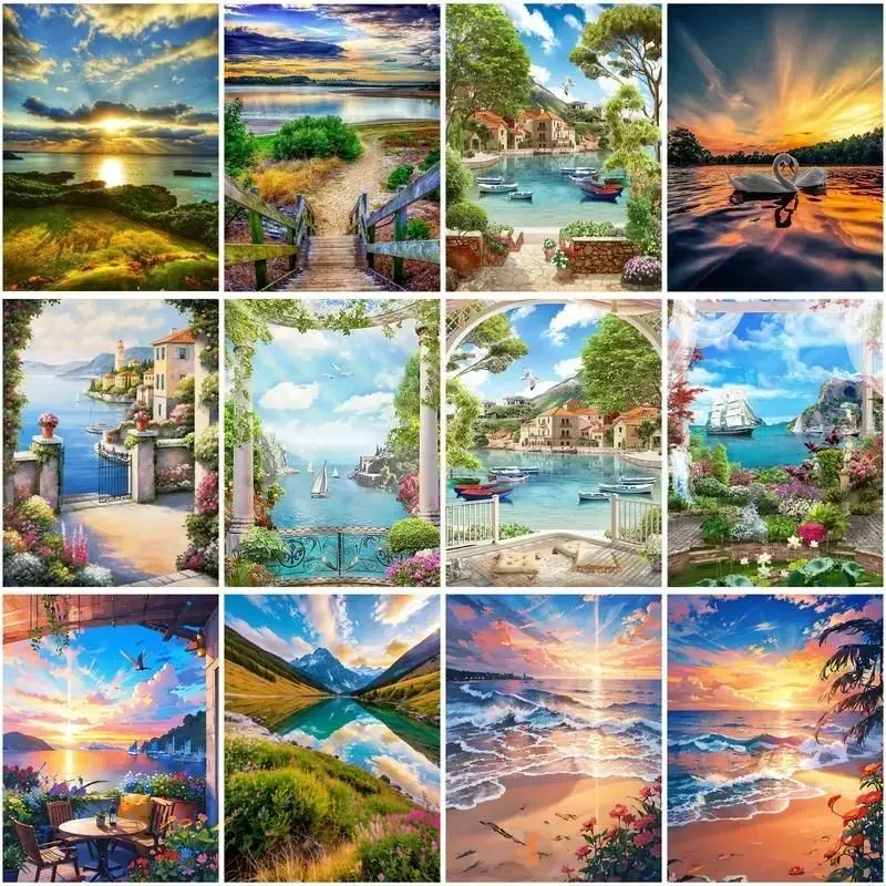 126705 Painting By Number Sea Scenery DIY Picture By Numbers House Wall Art Acrylic On Canvas Home Decoration