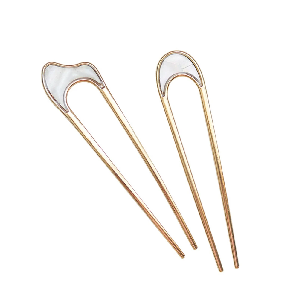 Fashion Simple Metal U Shape Hair Sticks For Women Hair Styling Accessories Elegant Shell Enamel Hairpin