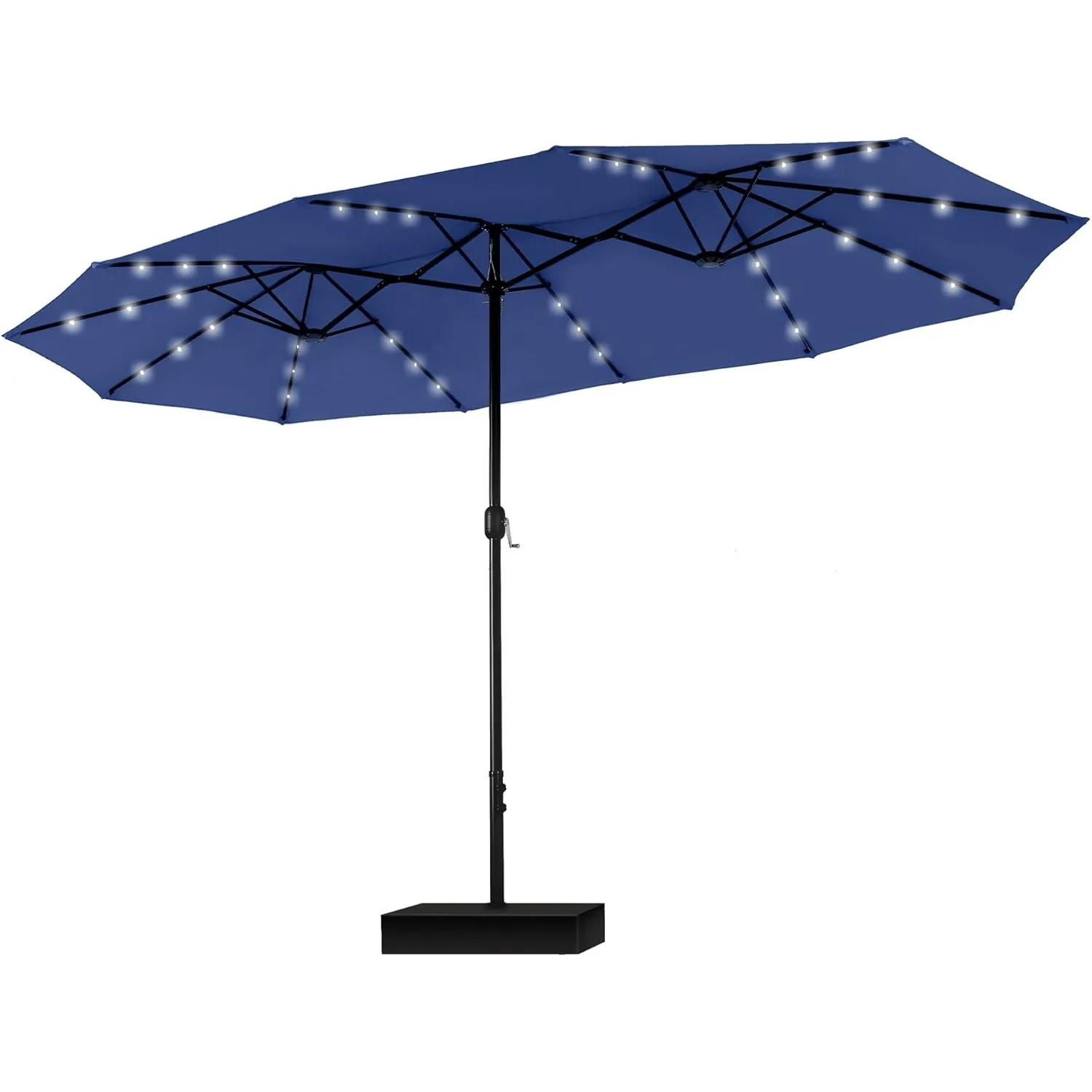 

Sophia & William 15 Ft Extra Large Patio Market Outdoor Umbrella Solar Lights Rectangular Base Included Double-sided Haze Blue