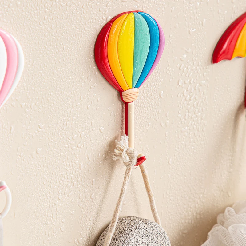 Hot Air Balloon Wall Hooks Umbrella Adhesive Fridge for Keys Wall Crochet Holder Removable Kitchen Washed holder Hook Home Decor