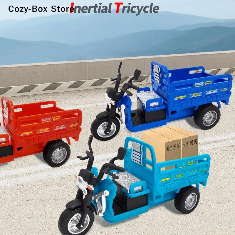 [ZY]1Pcs Realistic Pull Back Transport Vehicles Models 1:15 Scale Tricycle Simulation Model Toy Car Boys Gifts Ornaments[ZY]