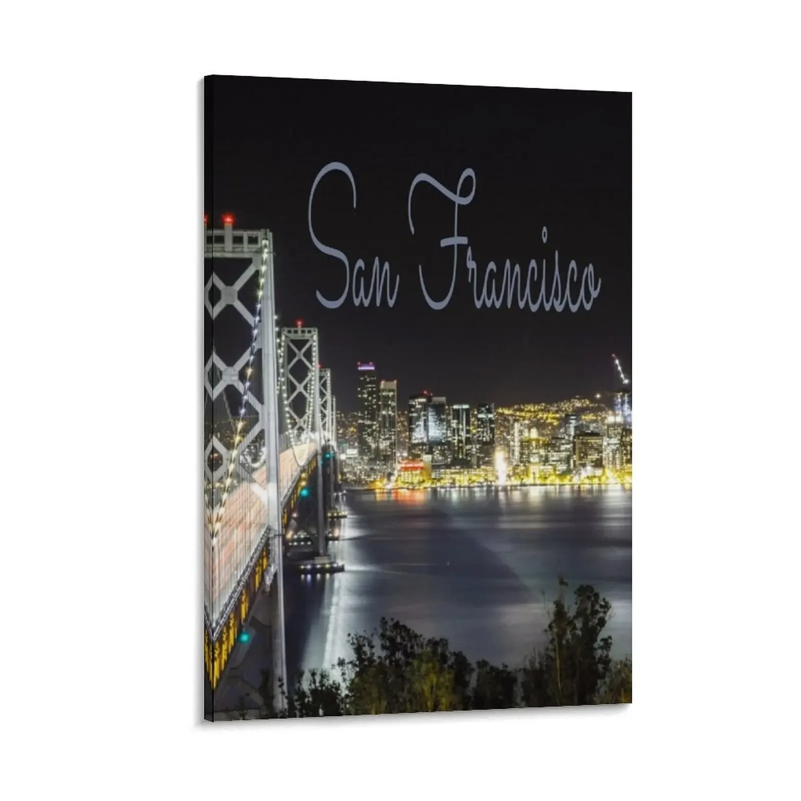

San Francisco Night Sky Line Golden Gate Bridge Canvas Painting anime room decor room decor anime figure Decoration for home