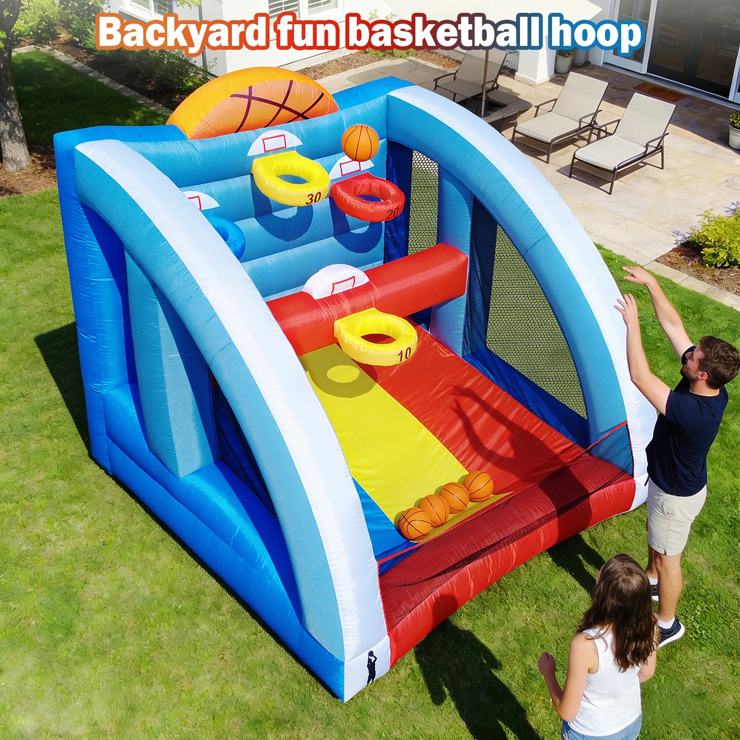 Children's Outdoor Inflatable Basketball Castle Soft Play Set for Parties And Games - Portable Fun Play Equipment