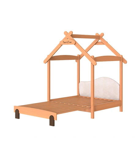 Solid wood children's bed telescopic flying house top with hanging ring swing small apartment multi-functional with guard board