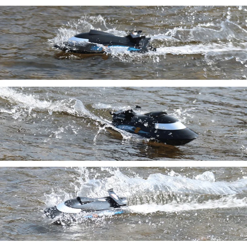 V009 قارب نفاث أسود RC بطول 30 كم/ساعة للأطفال - 2.4 جيجا هرتز مقاوم للماء ذاتيًا، نطاق 150 مترًا، هدية للحفلات وأعياد الميلاد