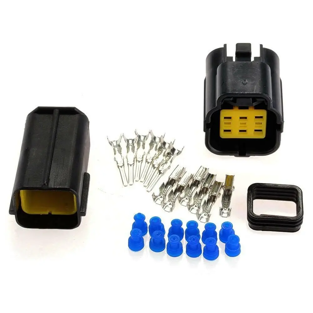 5 Kit 6pin Way Amp Sealed Waterproof Wire Connector Plug Terminal Set Car Truck