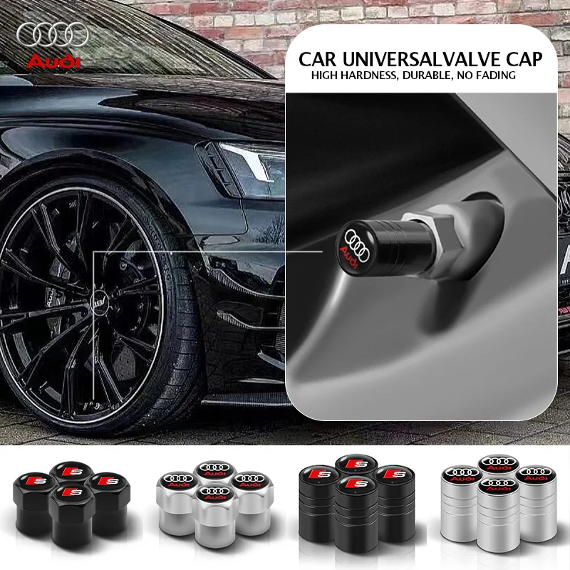 4pcs Car Wheel Tire Valve Caps Air Stem Covers For Audi A3 A6 A7 Q2 Q3 Q5 Q7 TT TTS Sline RS4 RS7 8V 8P Accessories