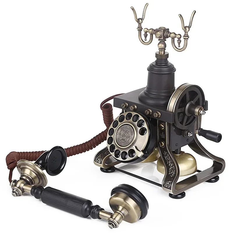 Rotating HA1892TN Vintage Dial-up Antique Landline - Classic European Home Office and Hotel Decoration Mechanical Ringtone