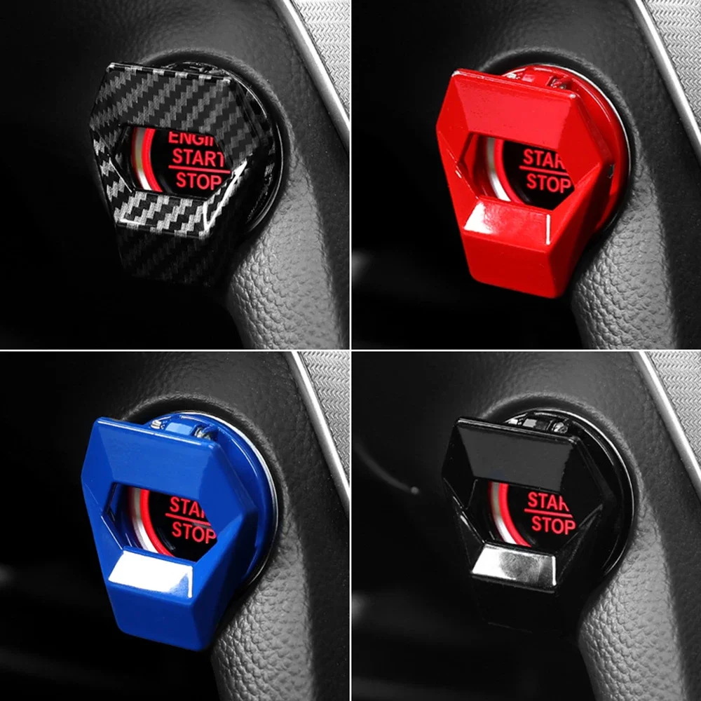 Single-Piece Car Engine Start Stop Button Trim Cover, Sticky Adhesive Auto Interior Decorative Accessory