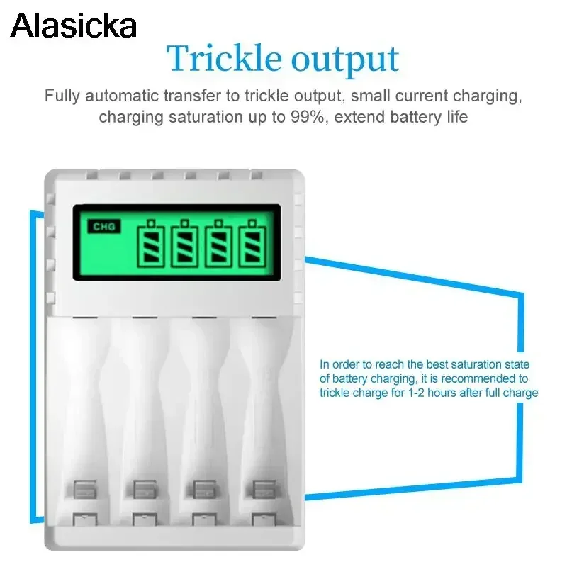 ل AA/AAA NiCd NiMh بطاريات قابلة للشحن aa aaa شاحن شاشة الكريستال السائل الذكية شاحن بطارية ذكي مع 4 فتحات