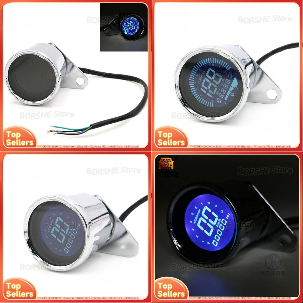 

2026 Motorcycle Speedometer Odometer Gauge Cluster with LED LCD Display Suitable for Universal Fitment Vintage Style Instrument