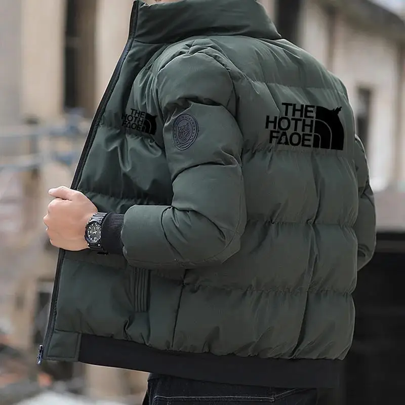 Men Cotton-Padded Jacket 2025 Winter Trend Tiger Head Logo Short Padded Men Jacket Thick Casual Padded Jacket Male Parkas