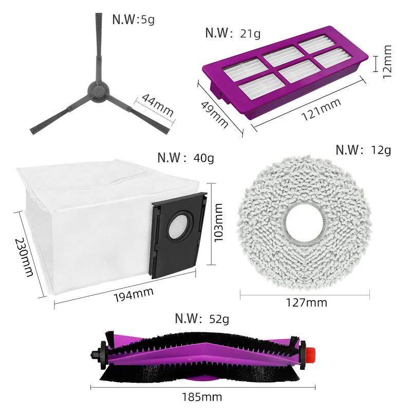 فرشاة جانبية رئيسية فلتر HEPA مماسح كولث كيس لجميع الغبار لملحقات المكنسة الكهربائية Eureka J15 Pro Ultra