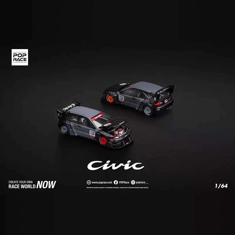 POP RACE 1:64 PANDEM Civic EG6 Alloy Premium Diecast Car Model Vehicle Collectible