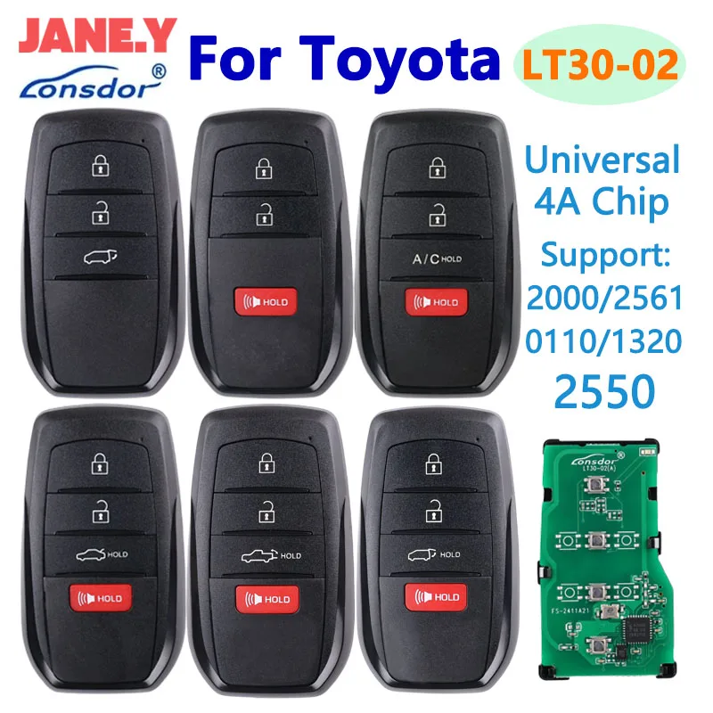 Lonsdor Auto Smart Remote Key For Toyota Corolla Levin Allion Camry KH100+ K518 Support 2000 2561 0110 1320 2550 T30-02 4A Chip