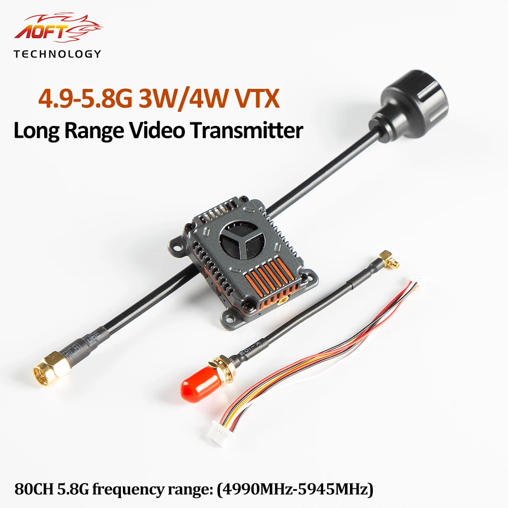

4.9G-5.8GHz 4W/3W VTX High Power 80CH VTX Video Transmitter with CNC shell 25mW/3000mW/4000mW For RC Quadcopter DIY Parts