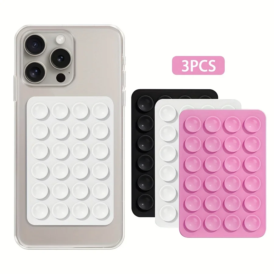 3 Stück quadratische Silikon-Saugnäpfe, einseitig, multifunktional, für Telefon, Kunstleder, Halter, Silikon-Telefonständer