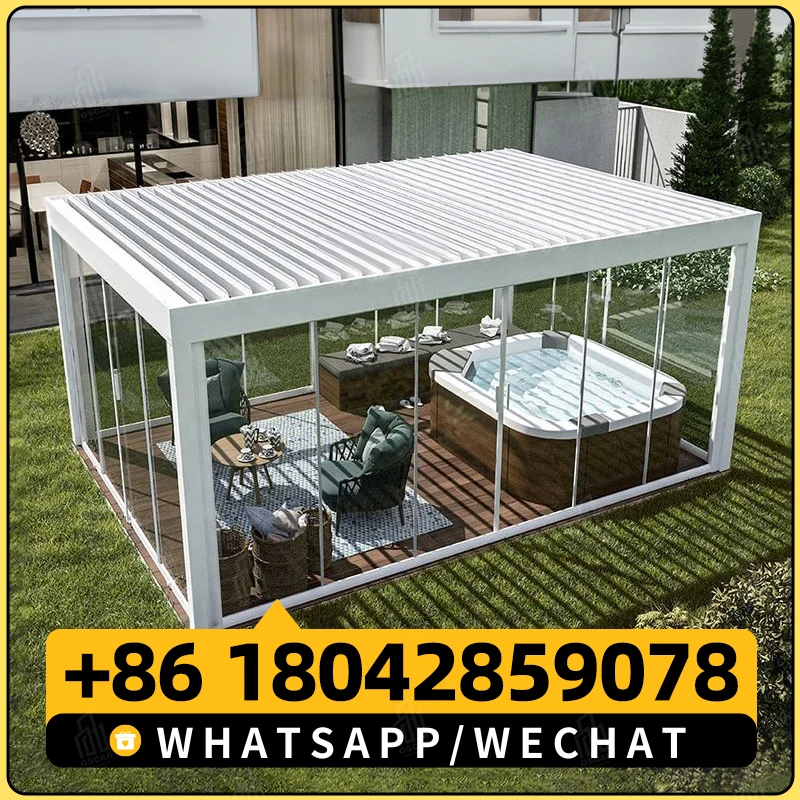 Aluminum Canopy PVC Awning Terraces Outdoor Garden Waterproof Electric Pergola Automatic Foldable Telescopic Parties Gazebo Arch