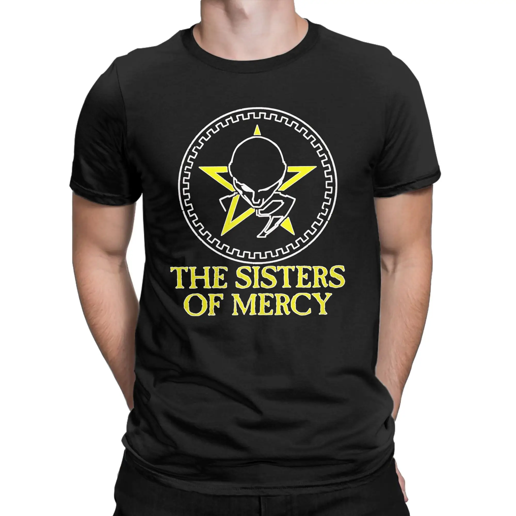 Vintage Retro Tour 90s Rock Music Band Funny Graphic 100% Cotton T-Shirt The Sisters Of Mercy Tops Tees For Men