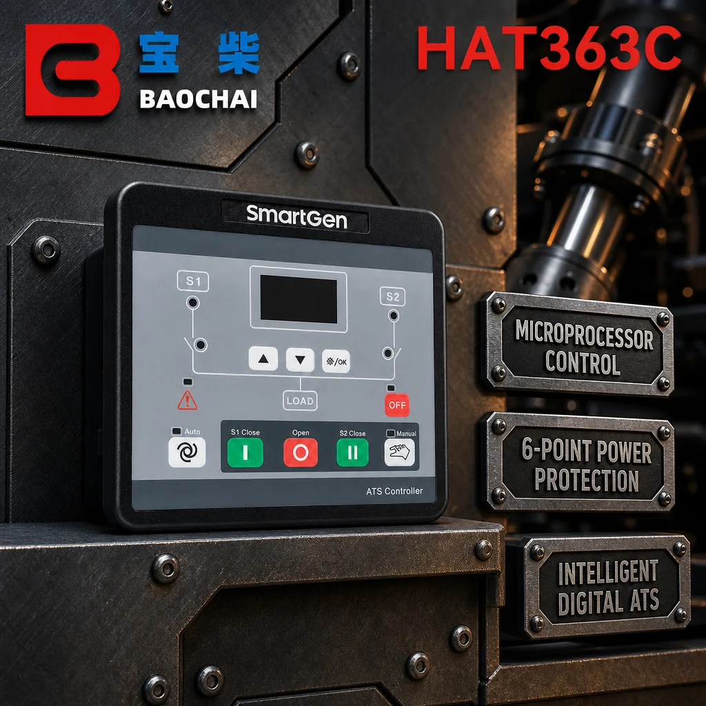 SmartGen HAT363C dual power automatic switching controller with integrated OLED display, special for motor isolation switch
