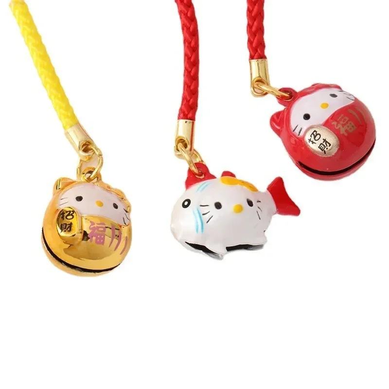 Sanrio bel kartun Hello Kitty lucu, bel kartun kucing keberuntungan Jepang, Aksesori liontin ponsel