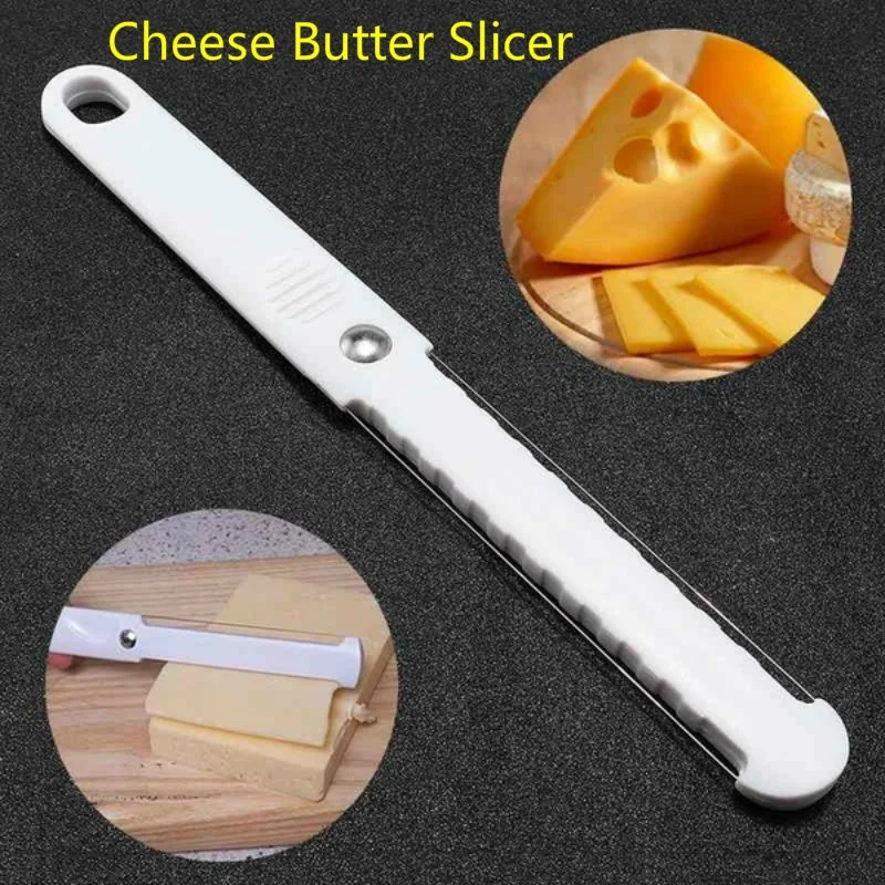 

New Cheese Butter Slicer Pissza Knife Sharp Cutter Soft Handle Cutter White Useful Kitchen Cheese Tools