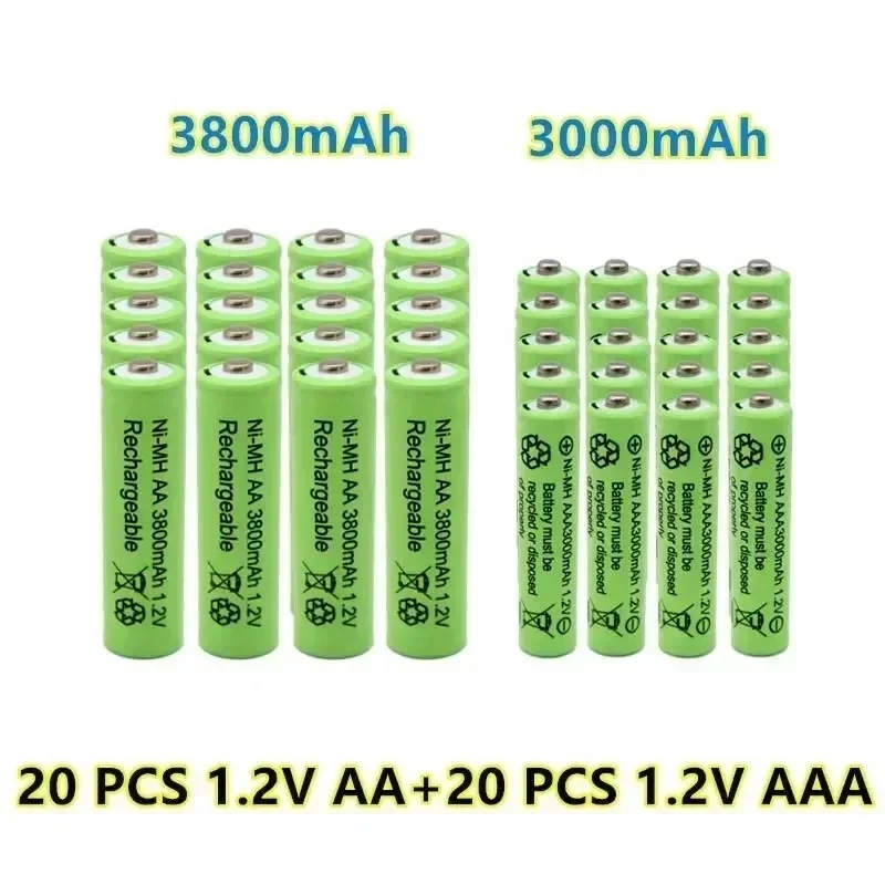 1.2V AA AAA 3800mAh 3000mAh Nickel Hydrogen Rechargeable Battery, Suitable for Temperature Gun Remote Control Mouse Toy Battery